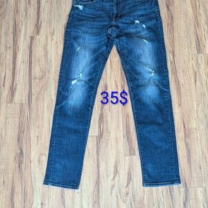 American Eagle Outfitters Men's Slim Straight Jeans - Dark Blue